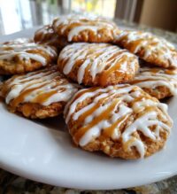 white chocolate caramel drizzle cookies