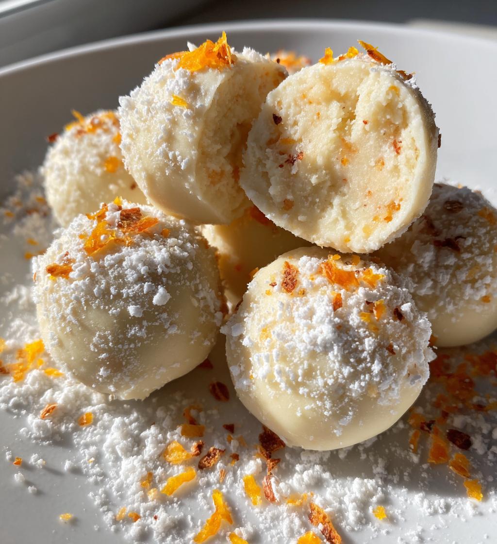white chocolate orange creamsicle truffles - detail 1