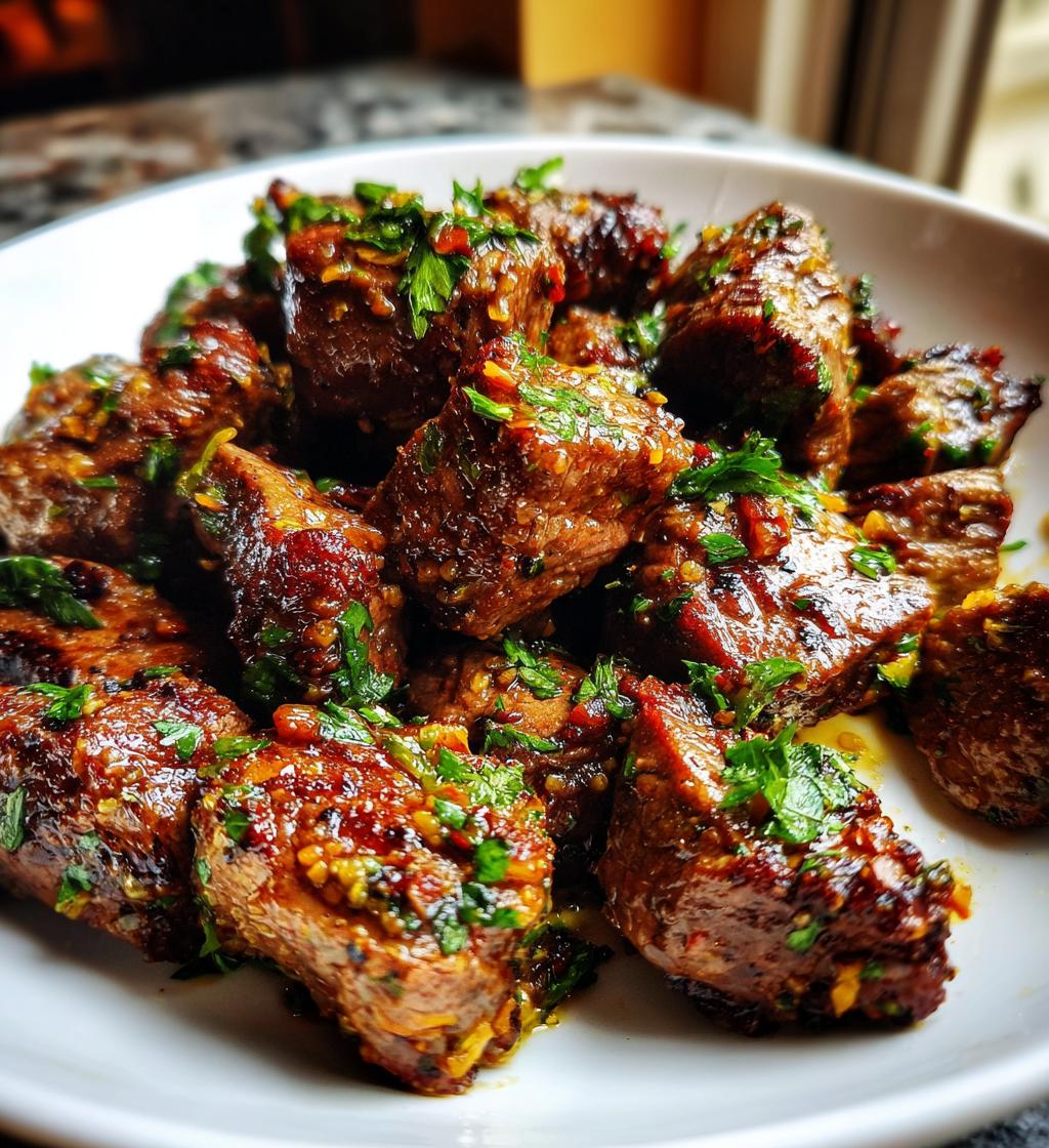 air fryer garlic butter steak bites - detail 1