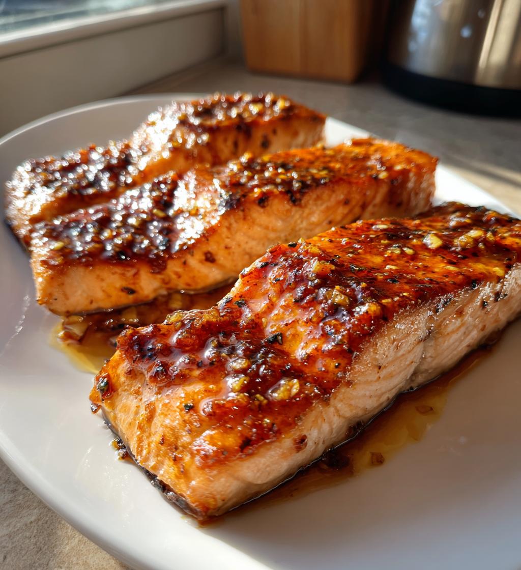 air fryer honey garlic salmon - detail 1