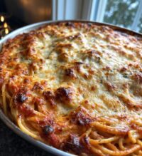 baked cream cheese spaghetti casserole