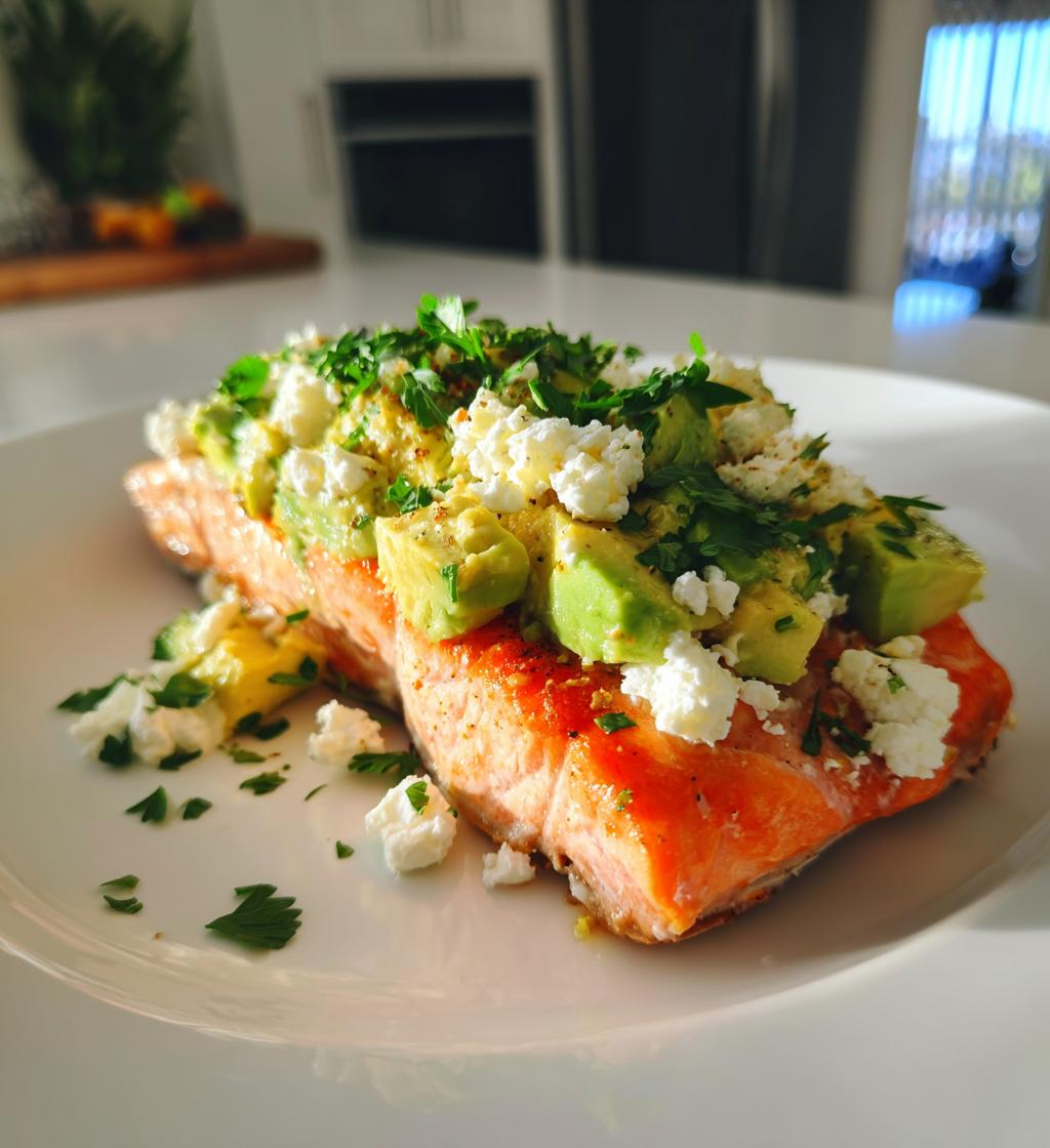 baked salmon with avocado feta - detail 1