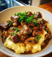 beef tips with mushroom gravy