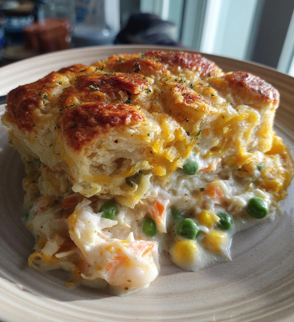 cheddar bay biscuit seafood pot pie - detail 1