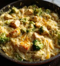 cheesy chicken broccoli orzo recipe