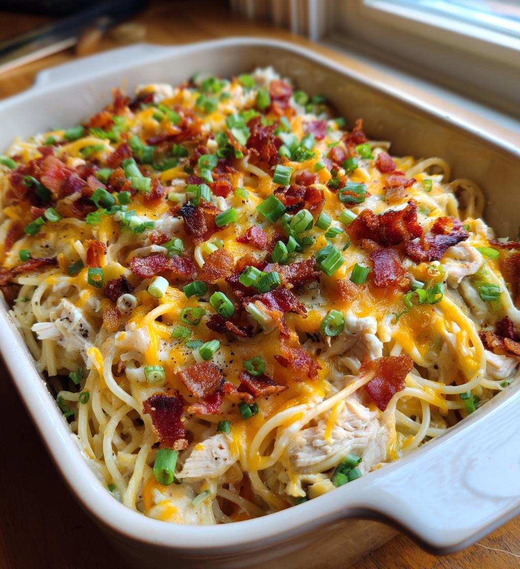 cheesy crack chicken spaghetti bake