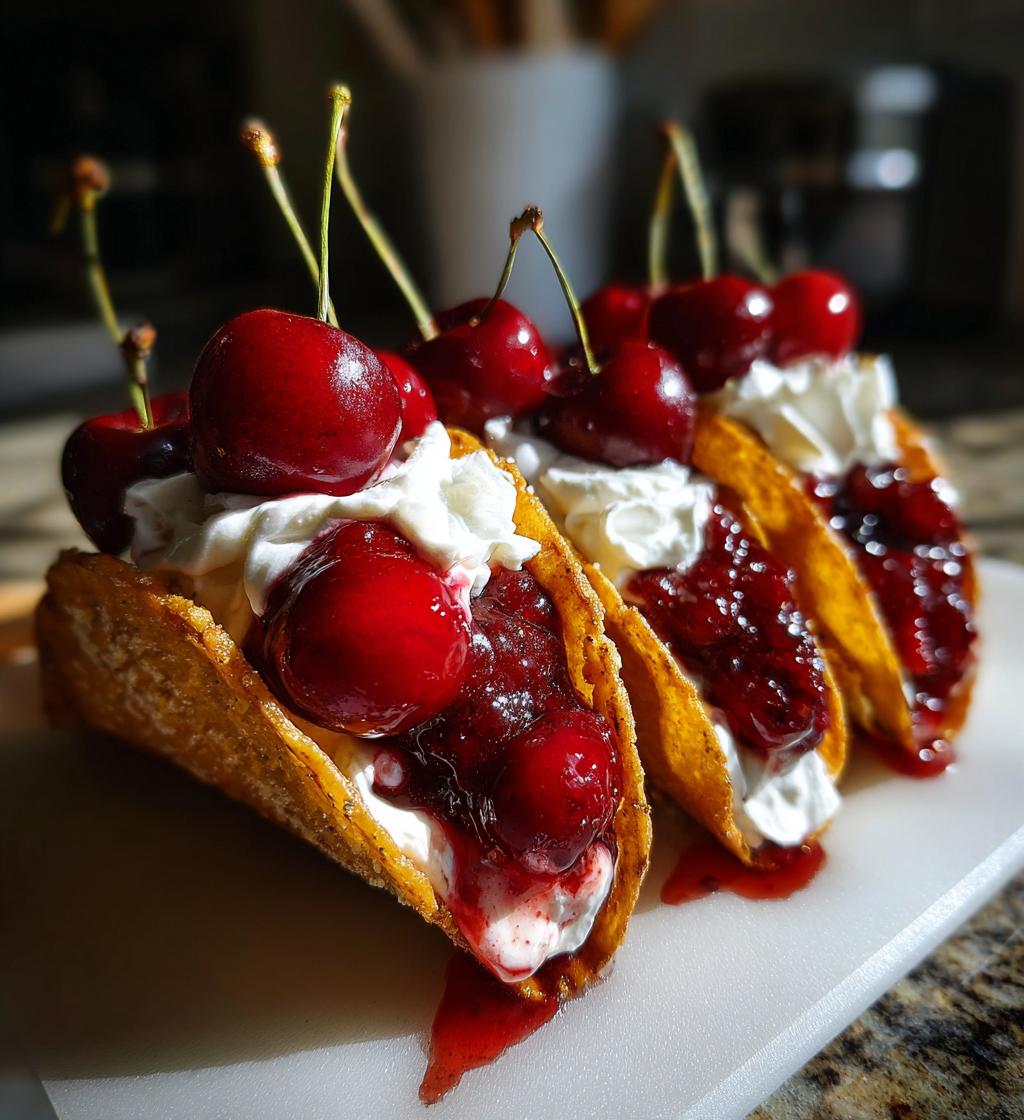 cherry cheesecake tacos - detail 1