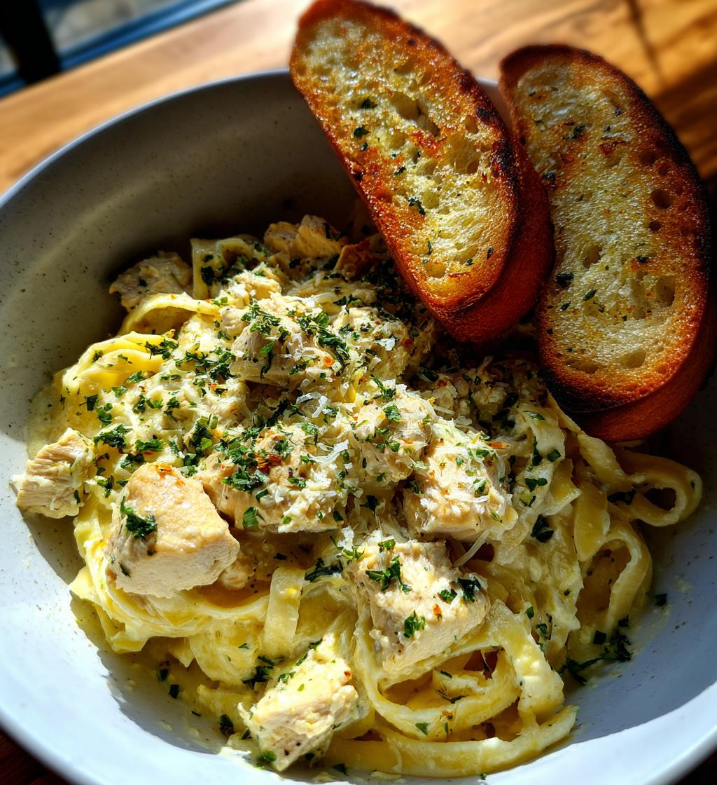 chicken alfredo garlic bread