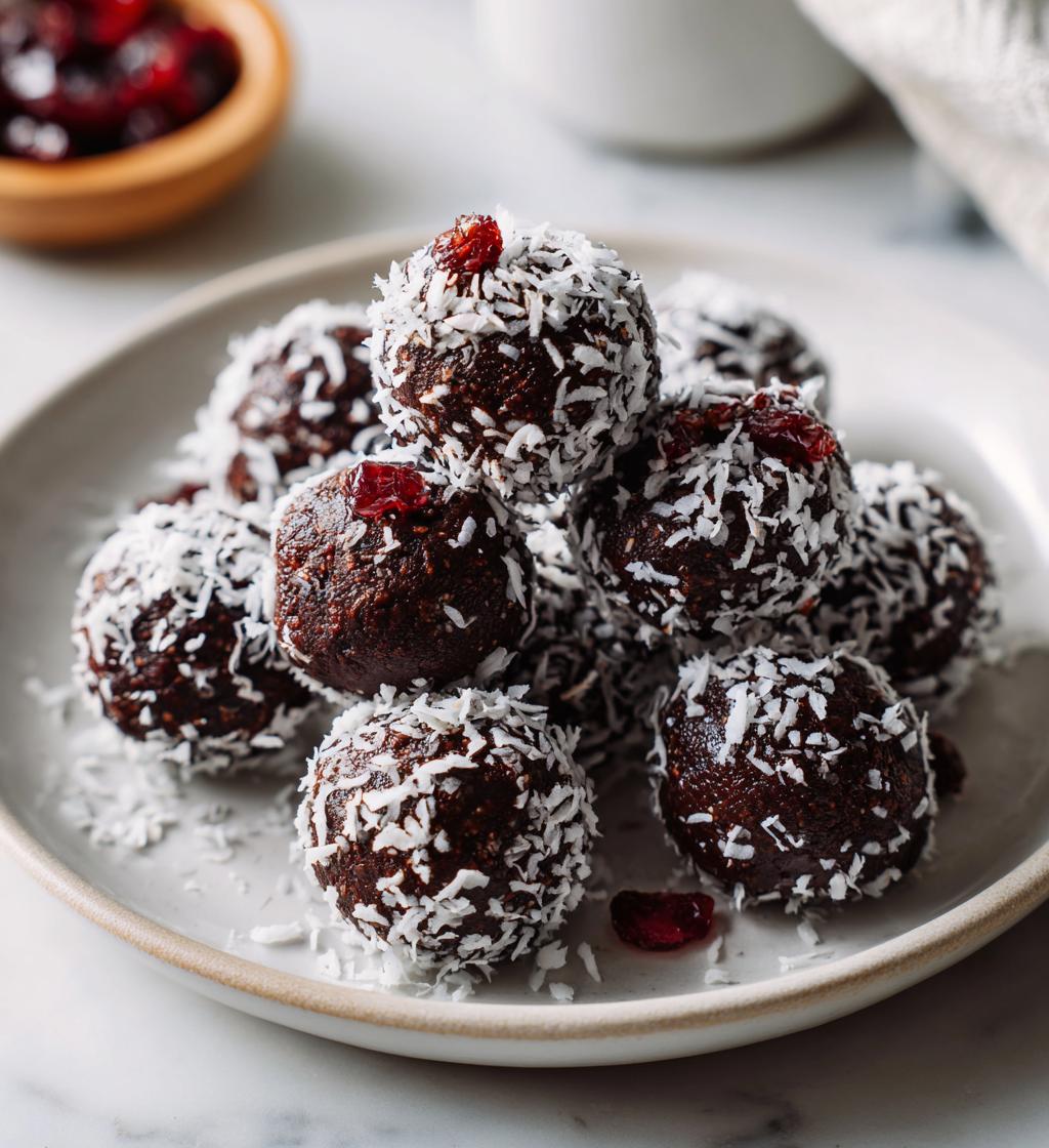 chocolate cherry coconut truffles