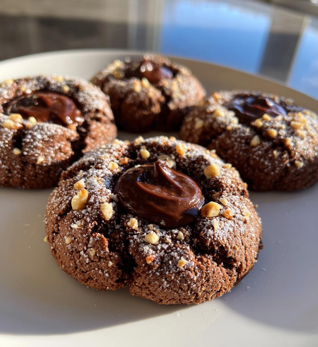chocolate hazelnut thumbprint cookies - detail 1