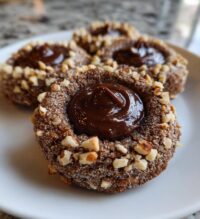 chocolate hazelnut thumbprint cookies