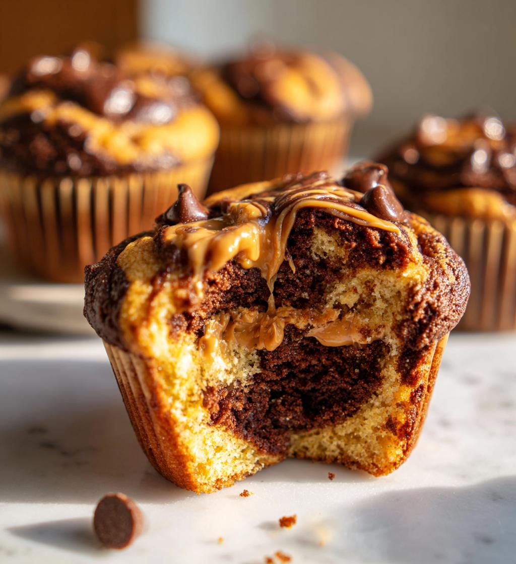 chocolate peanut butter swirl muffins