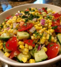 corn tomato and cucumber salad