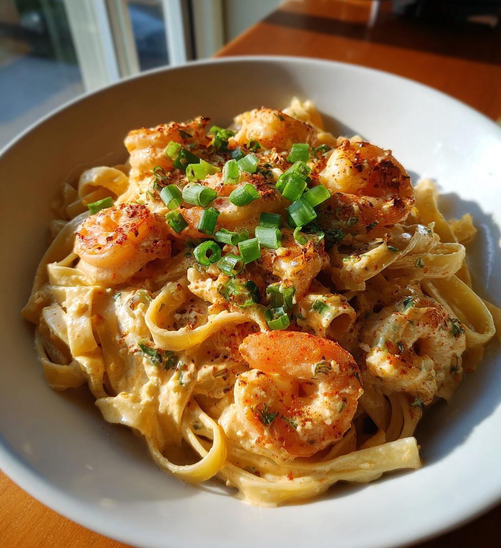 creamy cajun shrimp pasta - detail 1