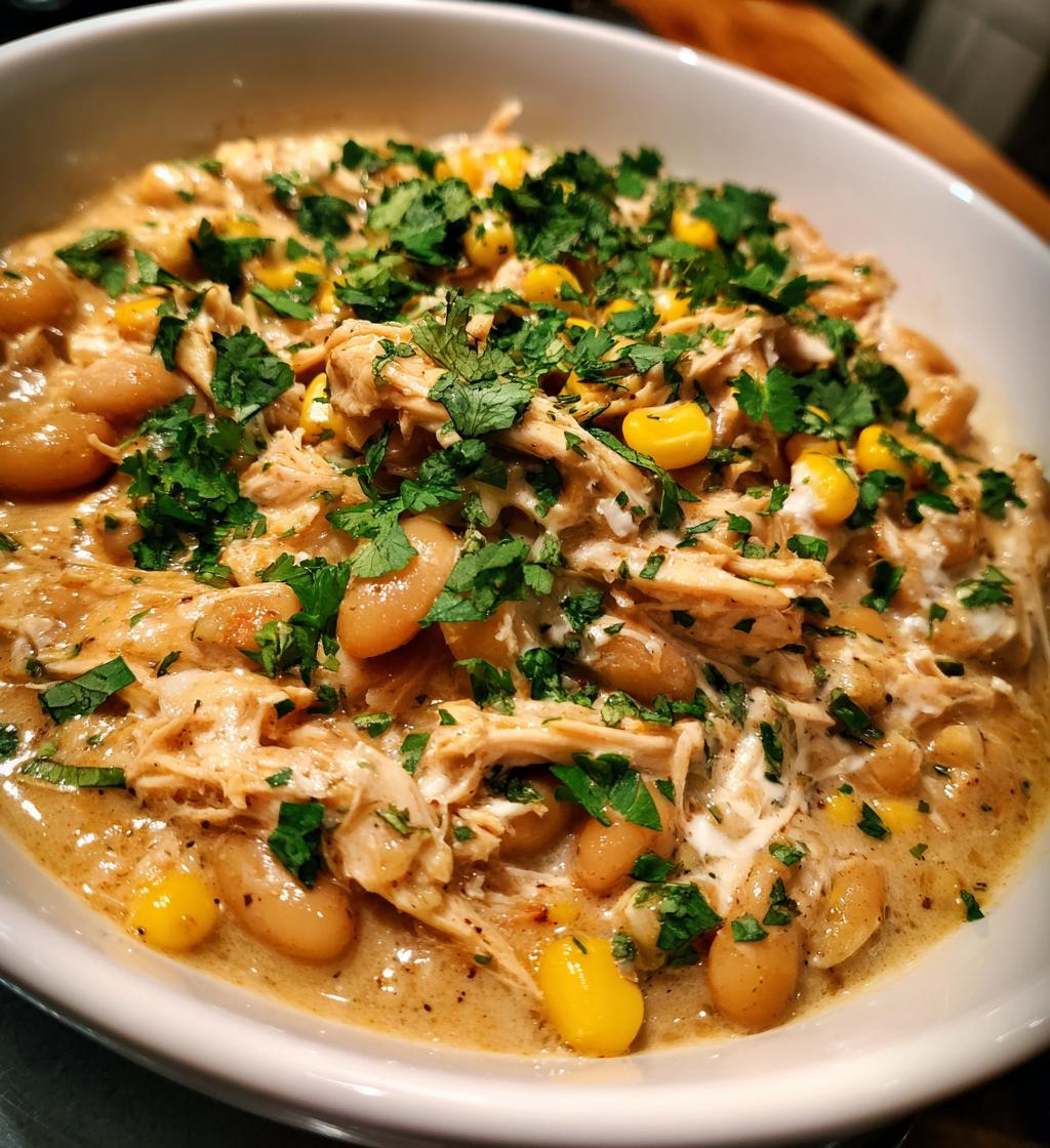 creamy crockpot white chicken chili - detail 1