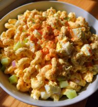 creamy deviled egg pasta salad