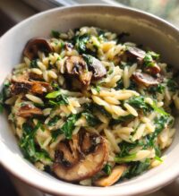 creamy spinach and mushroom orzo a one pan comfort dish in just 30 minutes