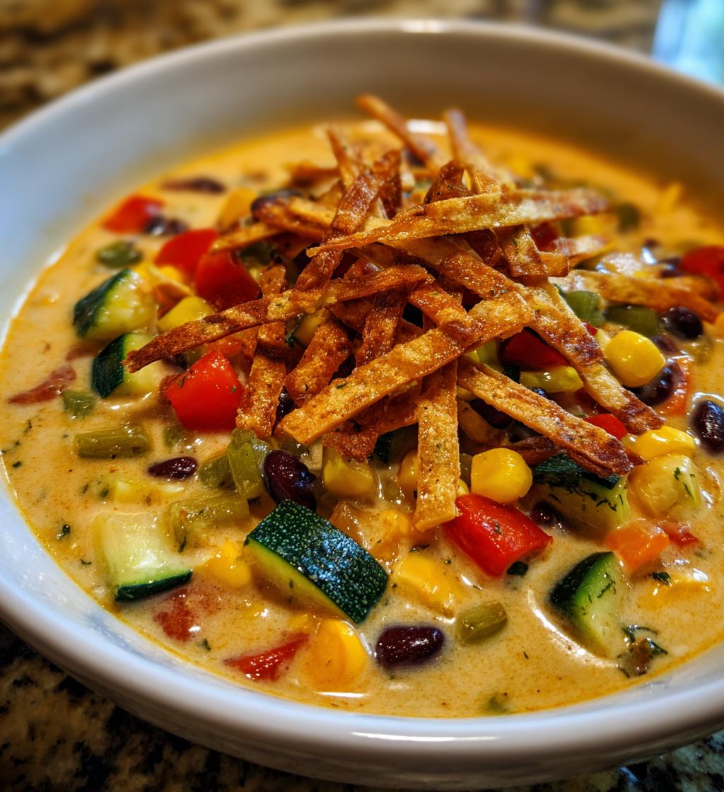 creamy vegetarian tortilla soup