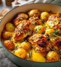 crockpot garlic parmesan chicken and potatoes for busy weeknights