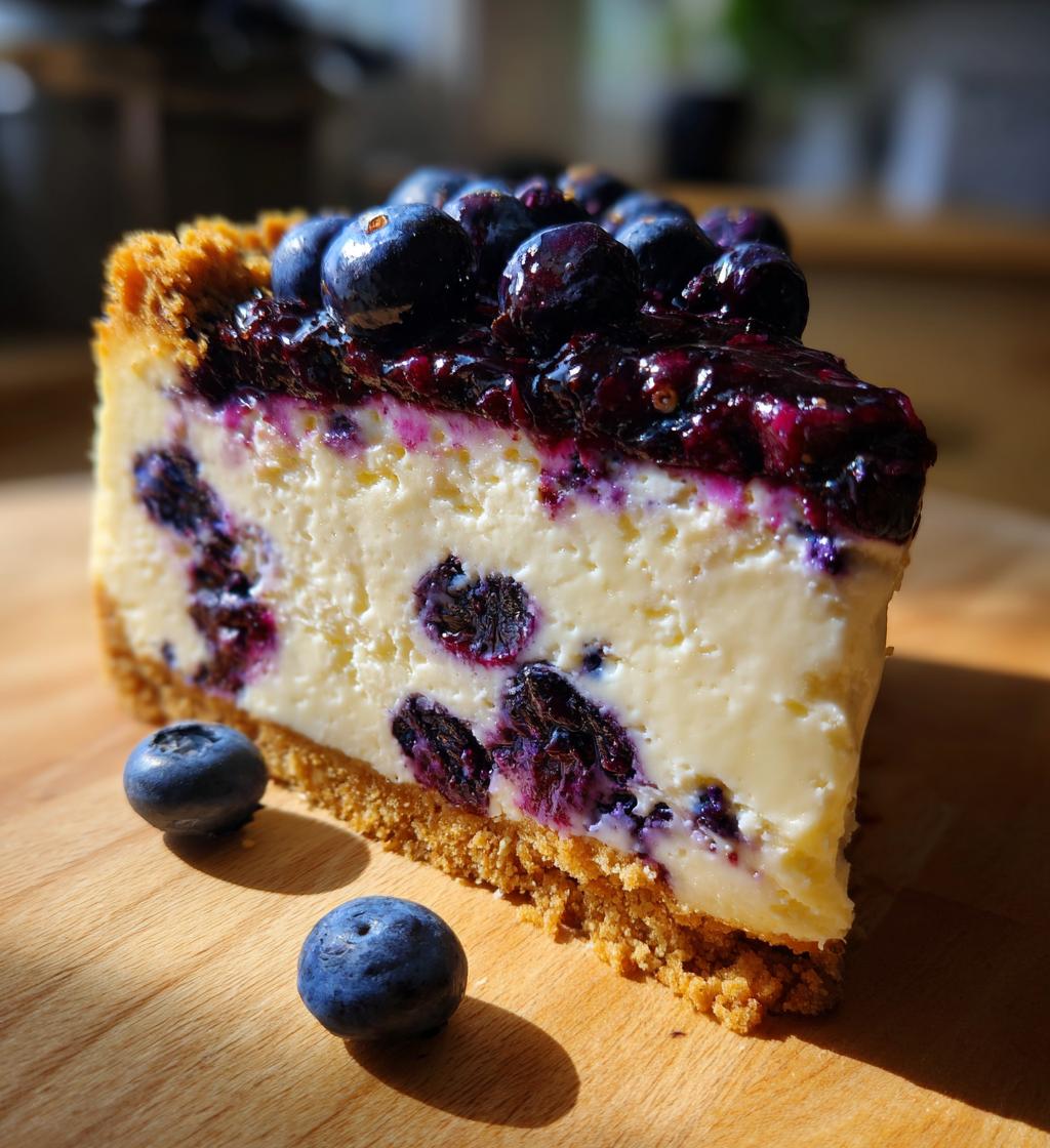 fresh blueberry cheesecake with homemade crust