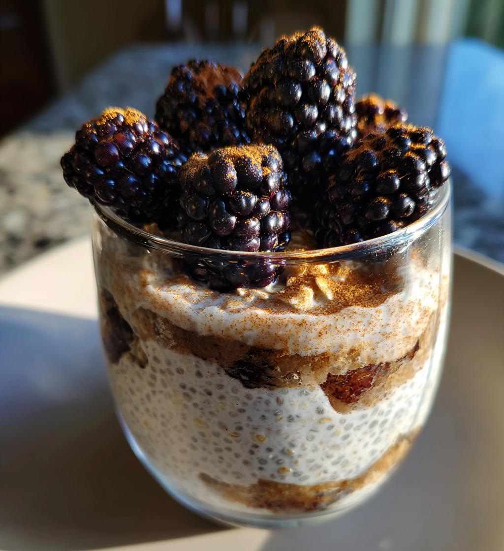 gluten free blackberry cobbler chia pudding - detail 1