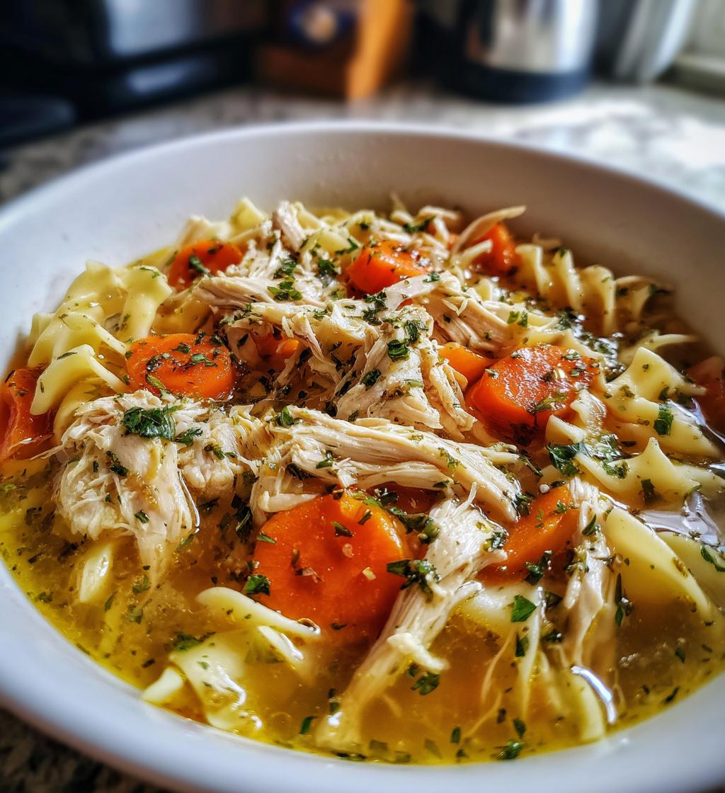 homemade crockpot chicken noodle soup - detail 1