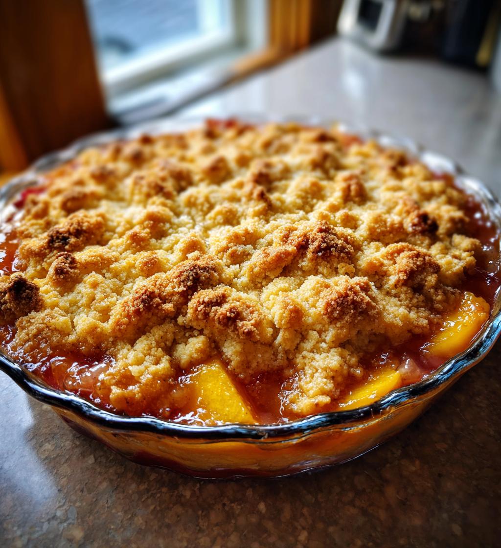 hot peach cobbler right out of the oven - detail 1