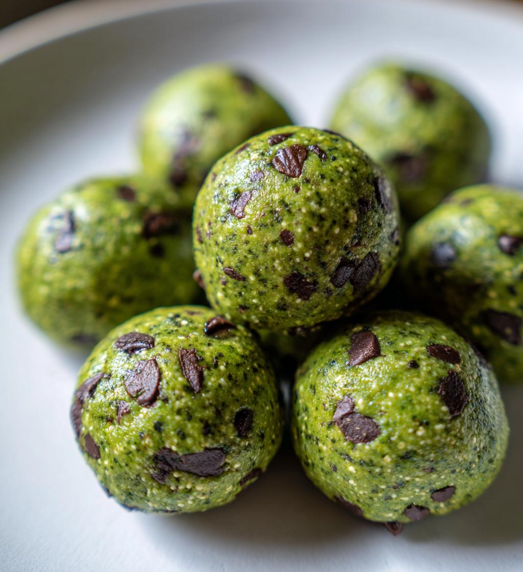mint chocolate chip protein balls - detail 1