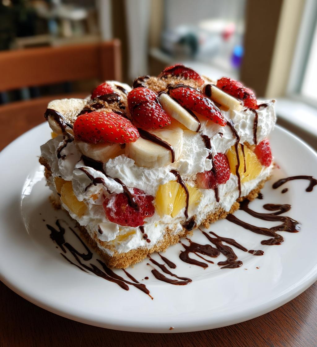 no bake banana split cake quick easy dessert - detail 1