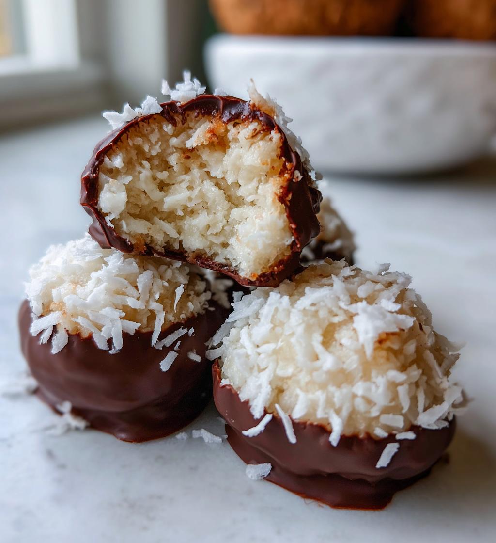 no bake coconut cookie balls chocolate centers - detail 1