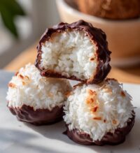 no bake coconut cookie balls chocolate centers