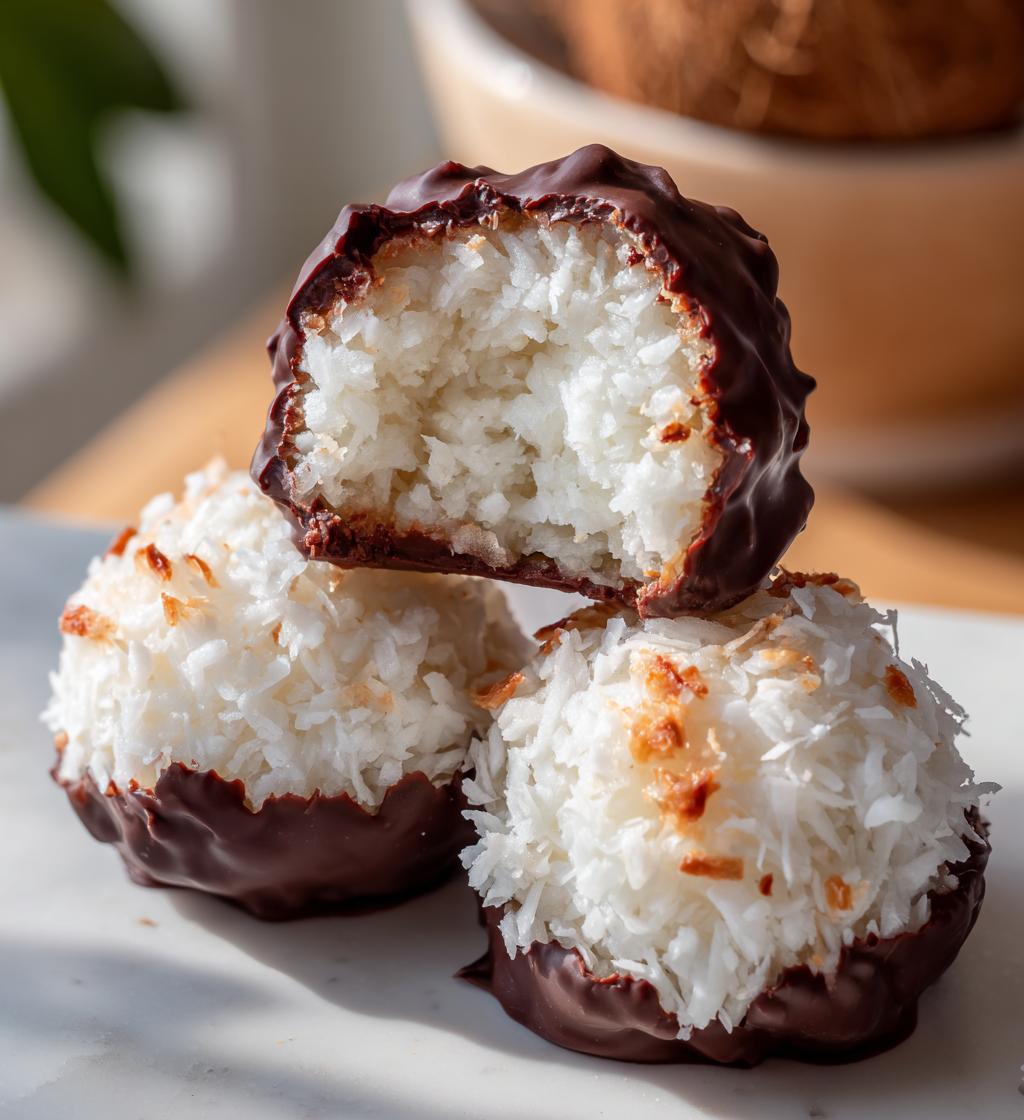 no bake coconut cookie balls chocolate centers