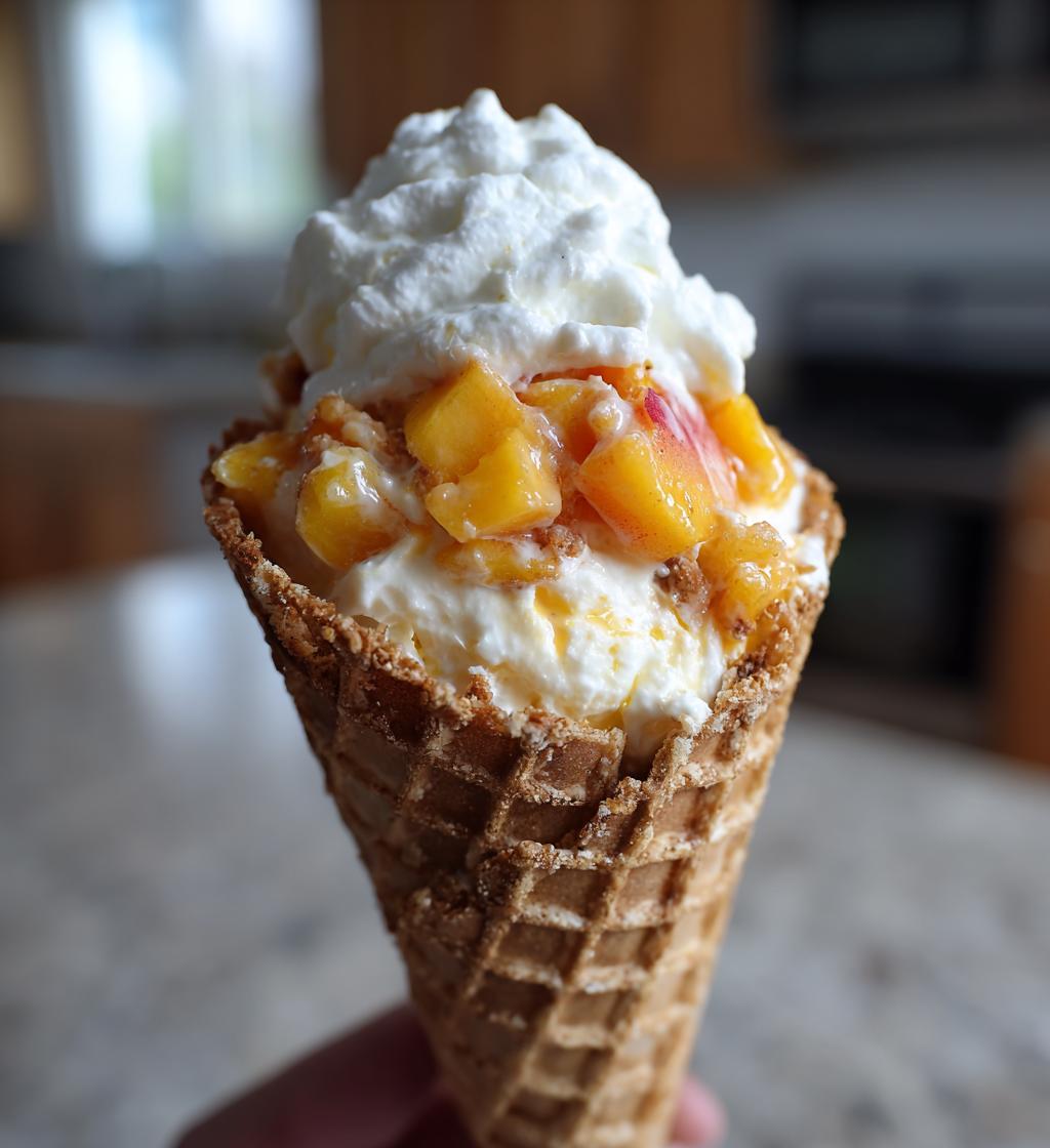 peach cobbler cheesecake cones