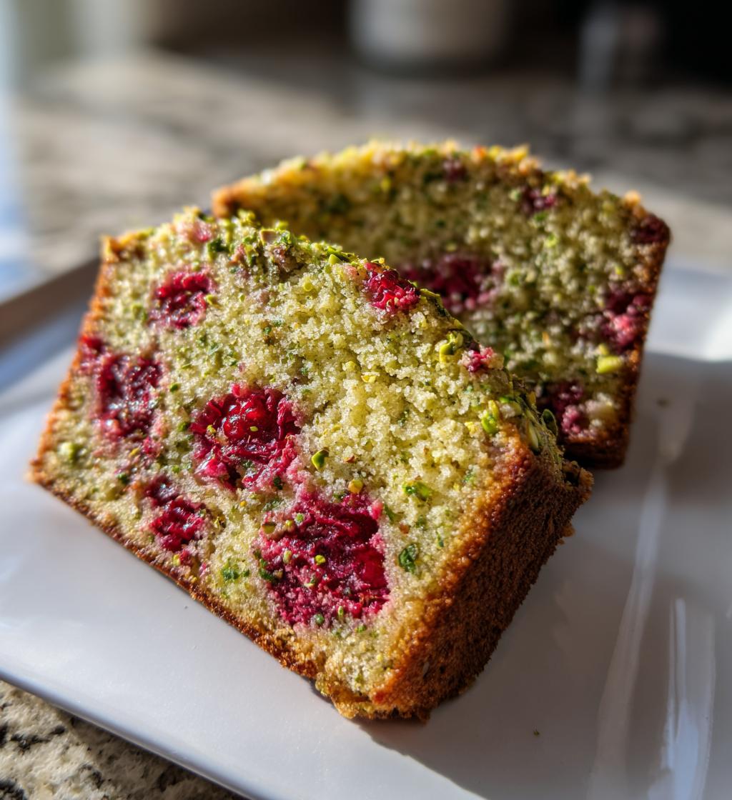pistachio raspberry cake - detail 1