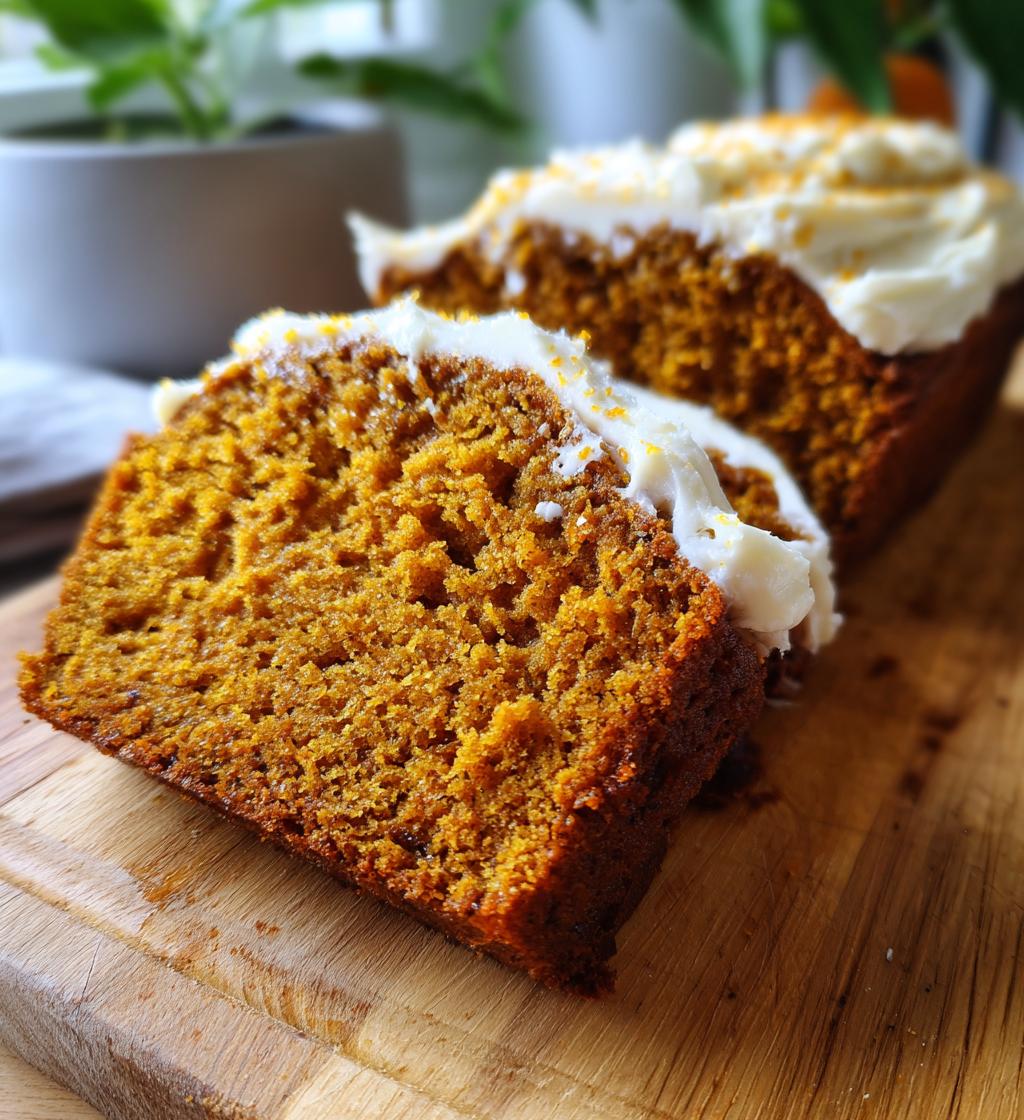 pumpkin bread with cream cheese frosting