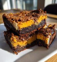 pumpkin cheesecake brownie pie