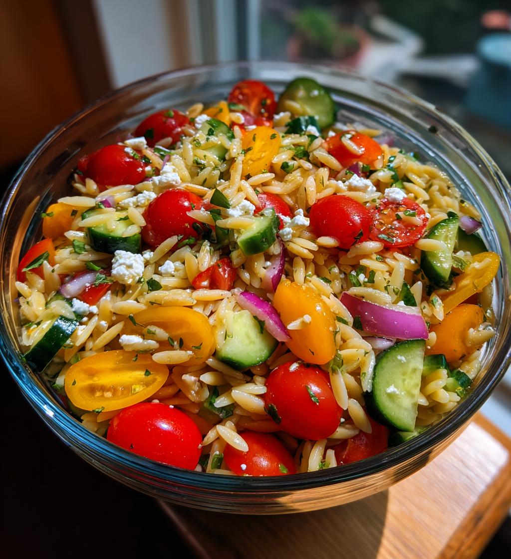 rainbow orzo salad
