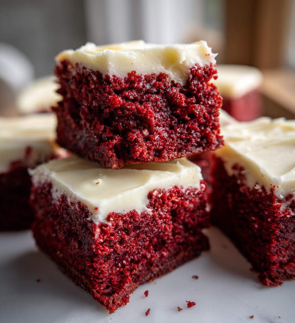 red velvet brownies with cream cheese frosting
