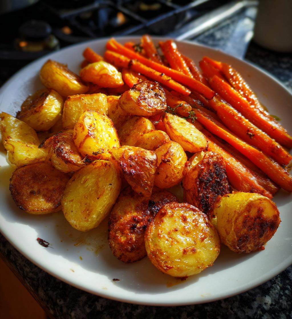 roast potatoes and carrots - detail 1