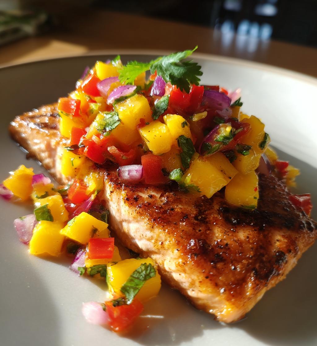 salmon with mango salsa - detail 1