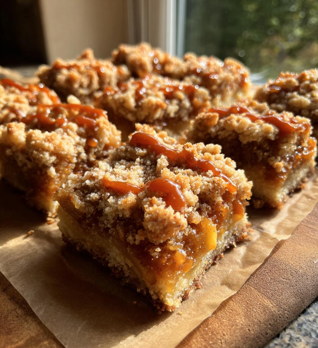 salted caramel apple crumble bars