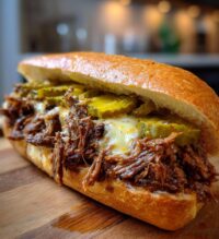 slow cooker shredded beef sandwiches