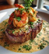 steak creamy garlic shrimp