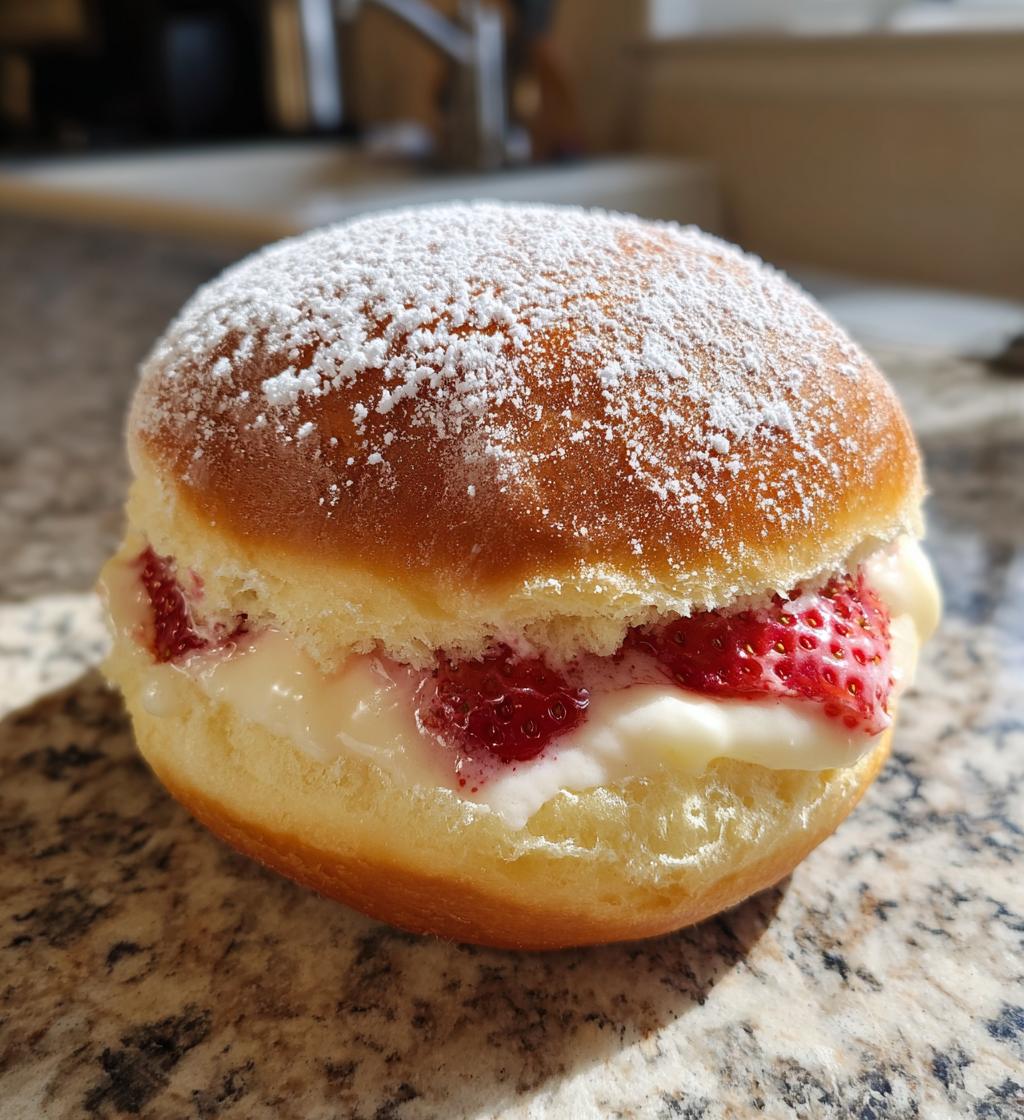 strawberry cheesecake filled donuts