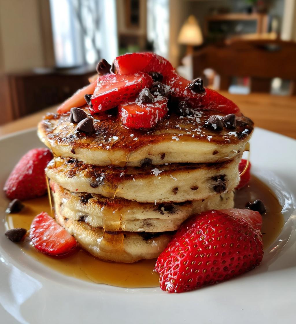strawberry chocolate chip pancakes