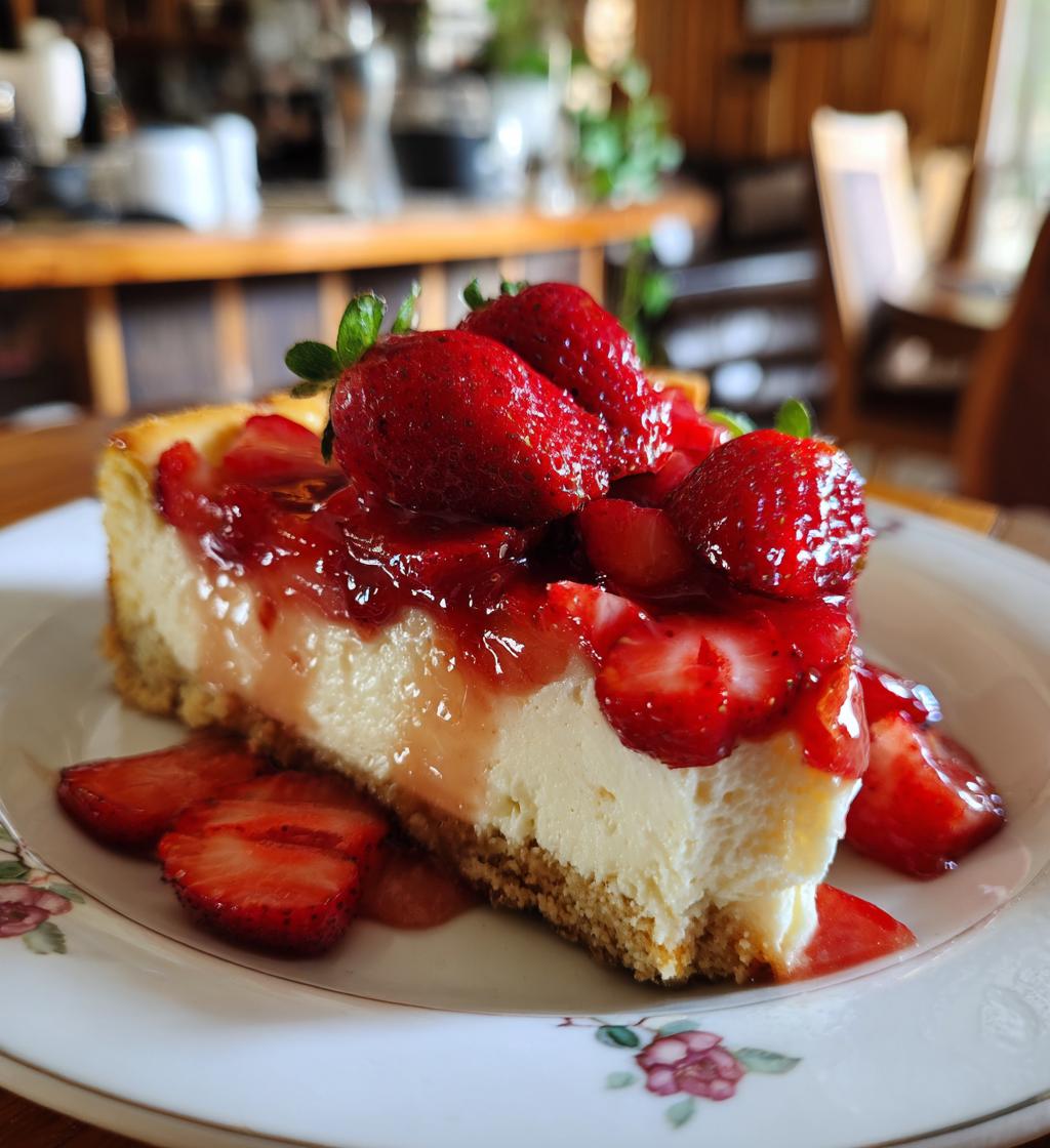 strawberry glazed cheesecake - detail 1
