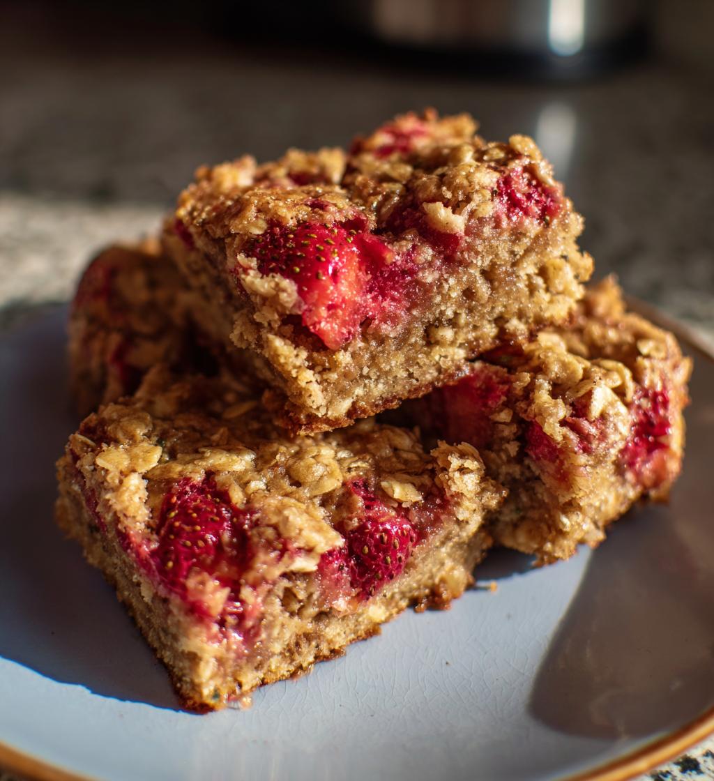 strawberry oatmeal bars - detail 1