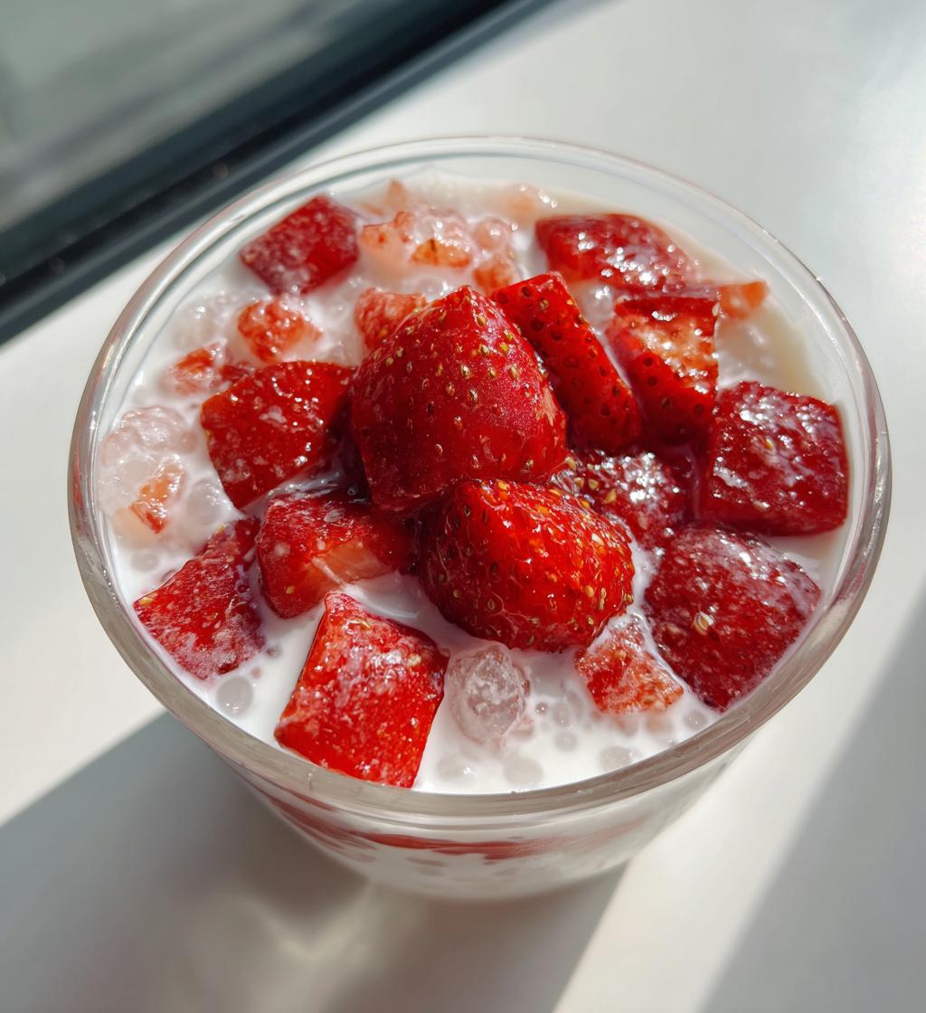 strawberry sago dessert - detail 1