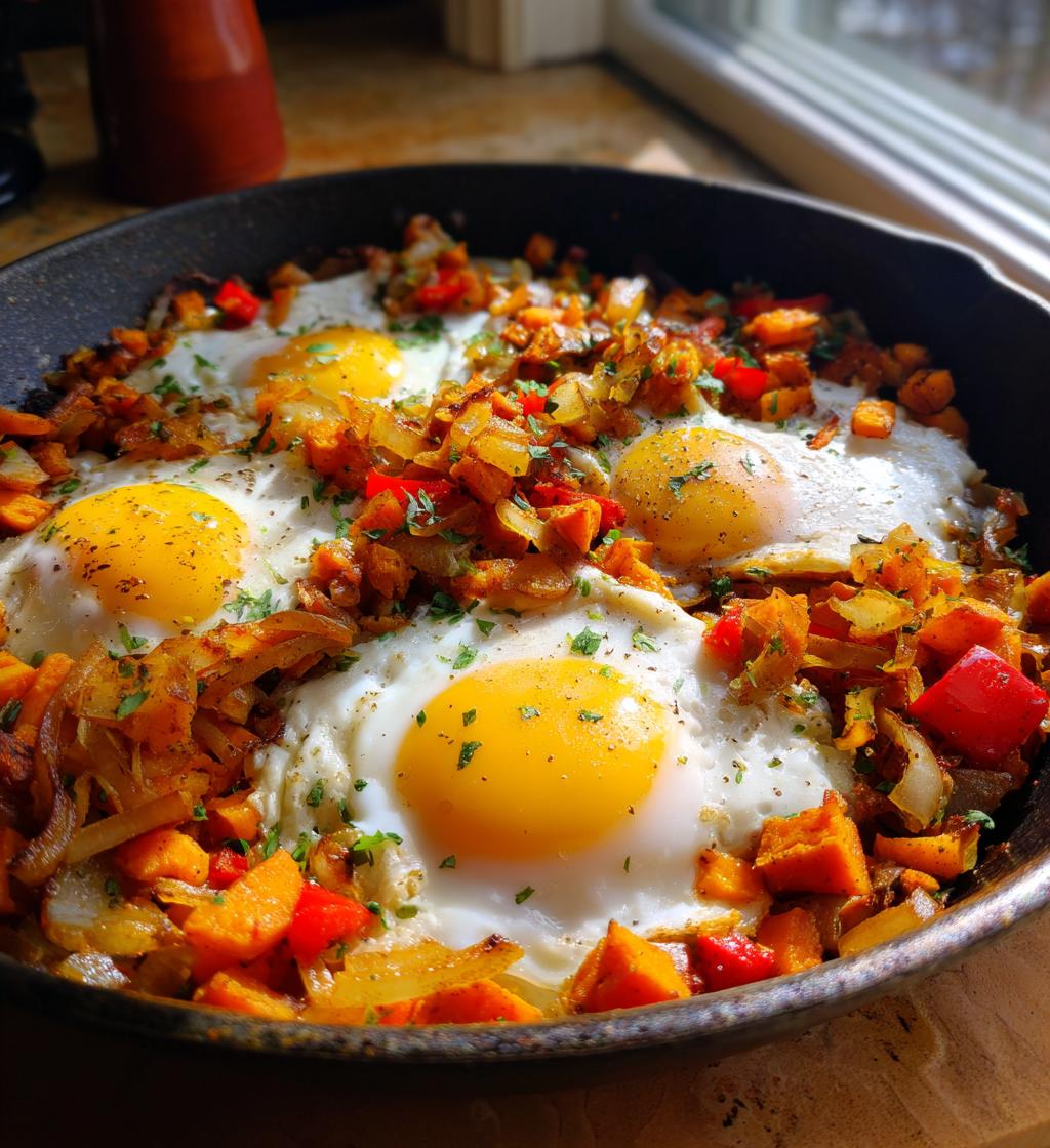 sweet potato hash with eggs - detail 1