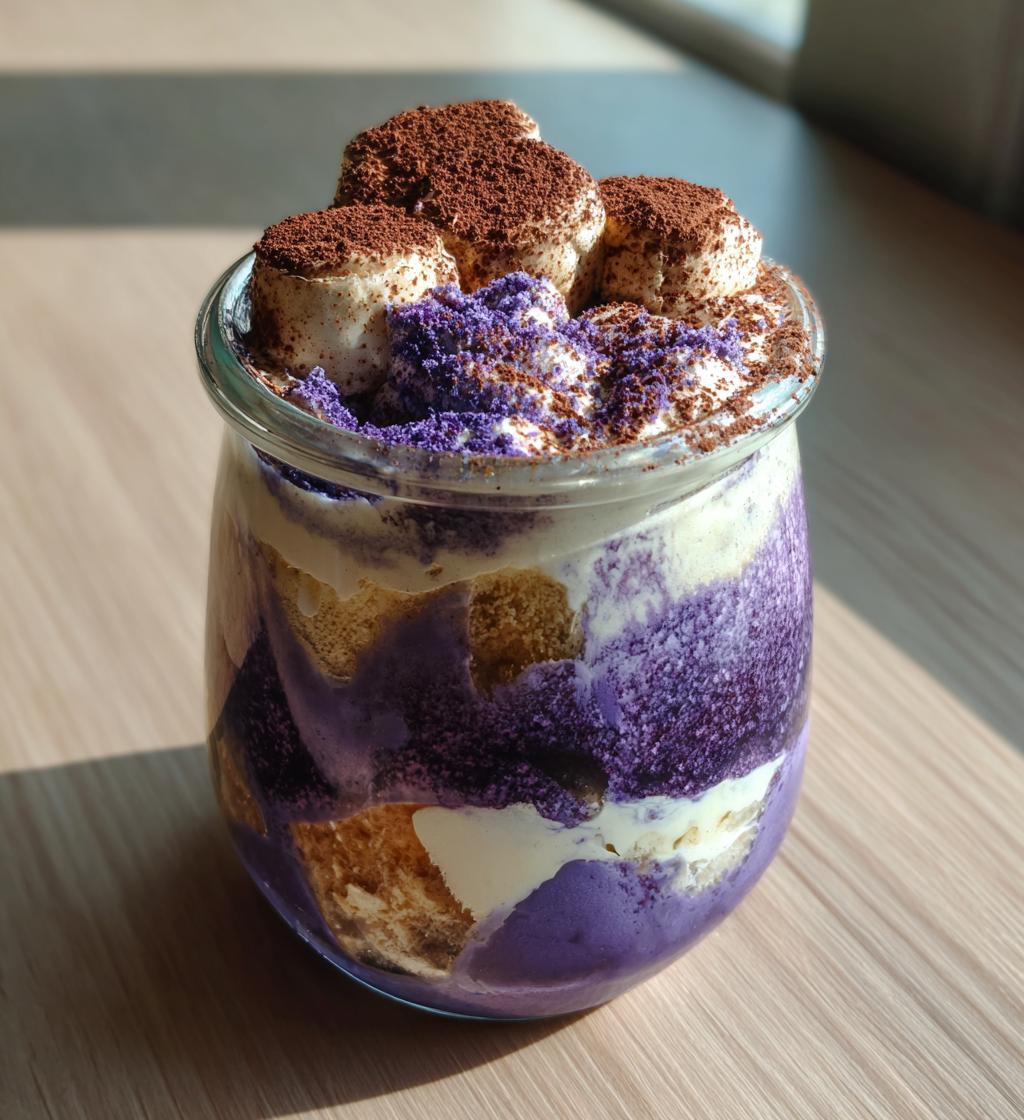 ube tiramisu in a jar - detail 1